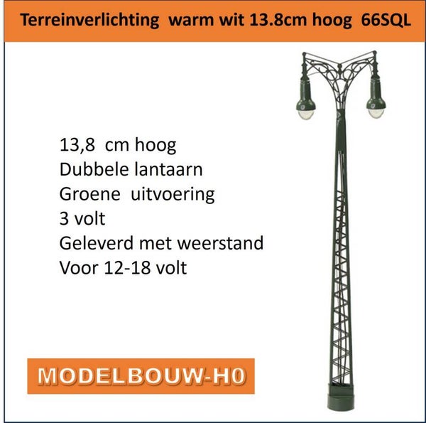 Terrein lantaarn dubbelele  lampen warm wit 13.8 cm hoog 73SQL 002
