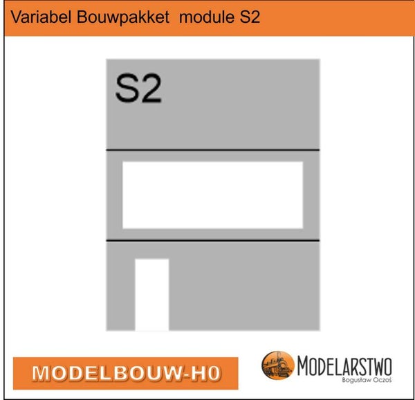 Variabel Bouwpakket module S2 Zijwand met deur en raam opening