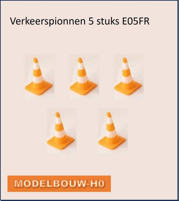 Verkeerspionnen - Afzetkegels - 5 stuks Modelbouw H0  E05FR