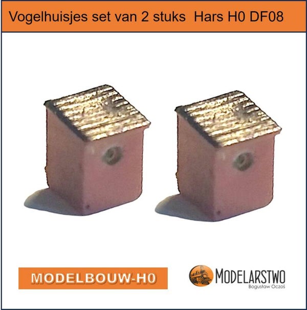 Vogelhuisjes set van 2 stuks  Hars H0 DF08