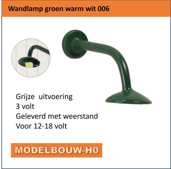 Wandlamp groen metaal warmwit 006