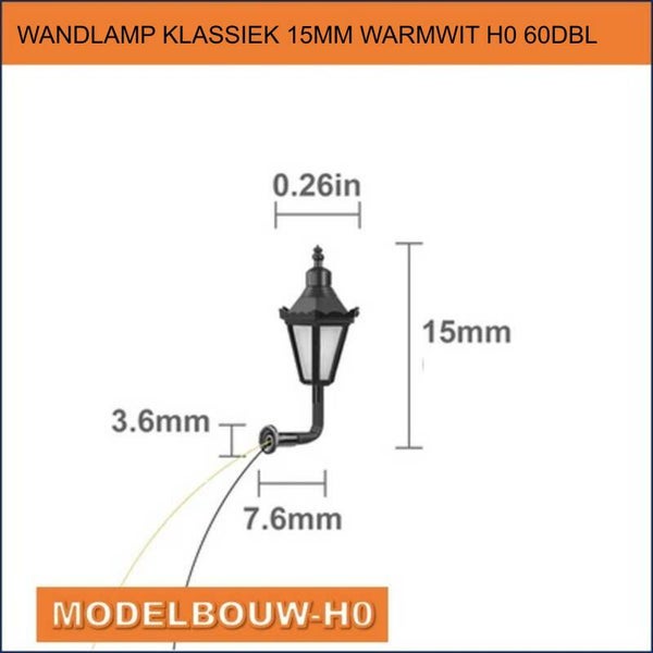WANDLAMP KLASSIEK 15MM WARMWIT H0 60DBL