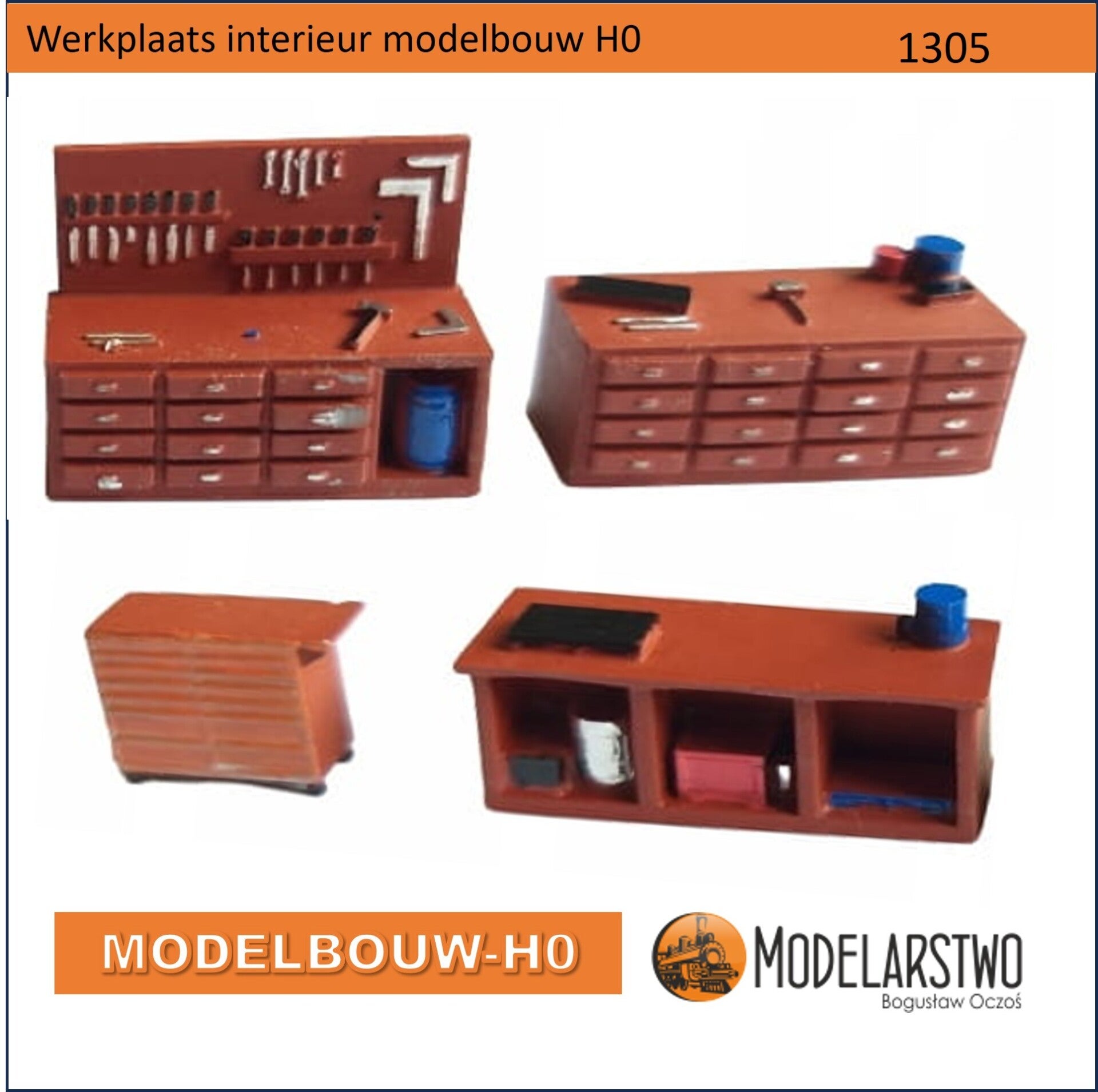 Werkplaats interieur 4delig  -  H0 Bouwpakket 1305