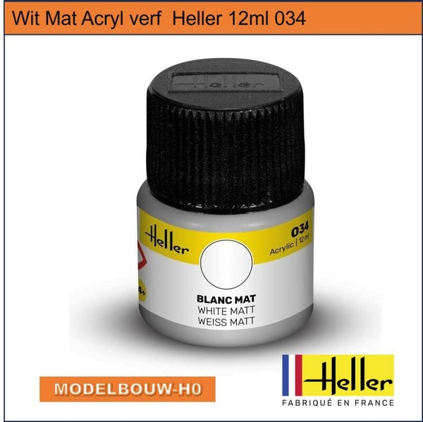 Wit Mat Acryl verf  Heller 12ml 034