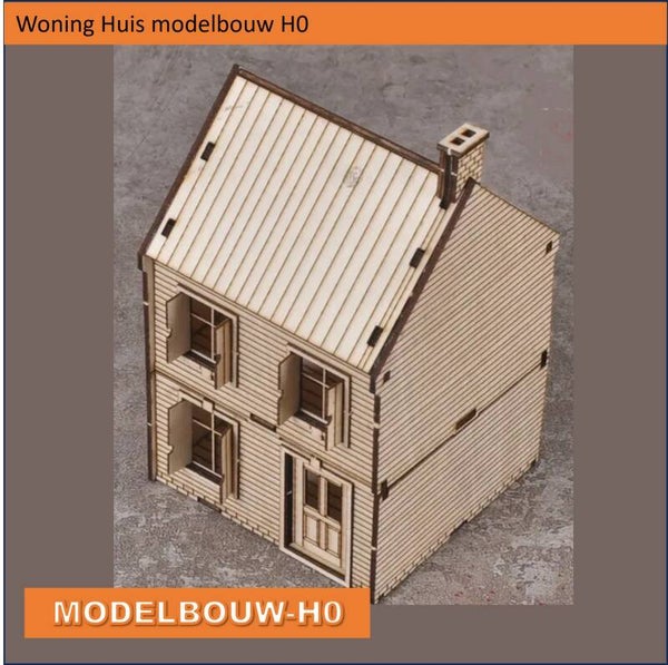 Huis houten  Modelbouw H0 Bouwpakket