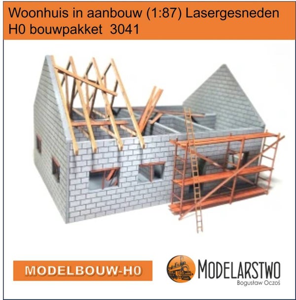 Woonhuis in aanbouw (1:87) Lasergesneden H0 bouwpakket  3041