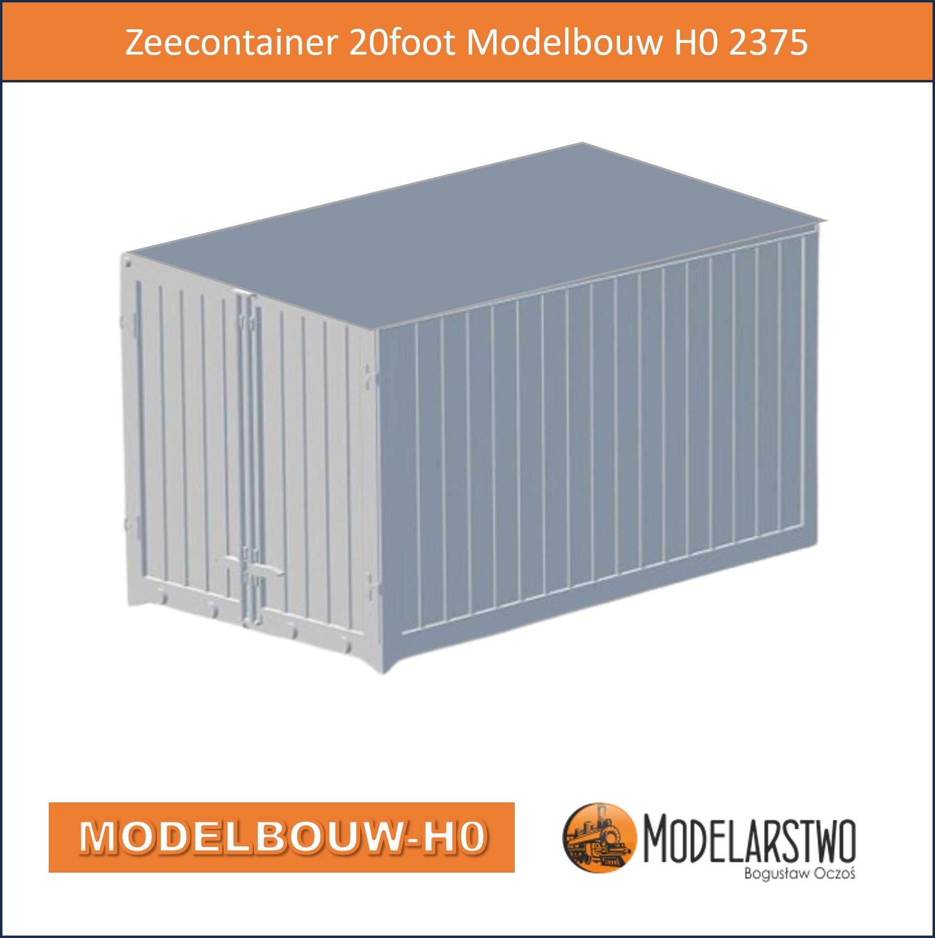 Zeecontainer 20 foot  H0 modelbouw hars 2375
