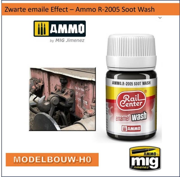 Zwarte emaille effect Wash RAIL CENTER AMMO.R-2005  Soot Wash