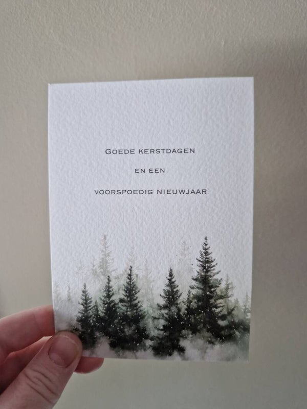 Kerstkaart goede kerstdagen - bomen