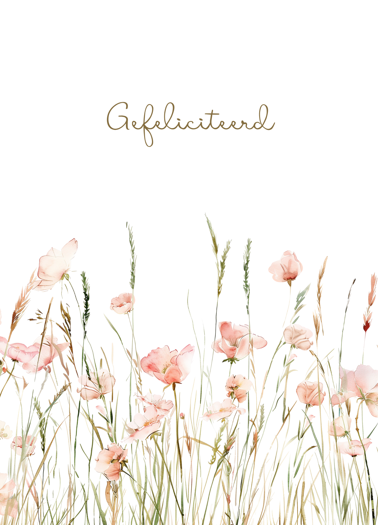 Kaart gefeliciteerd - roze bloemen