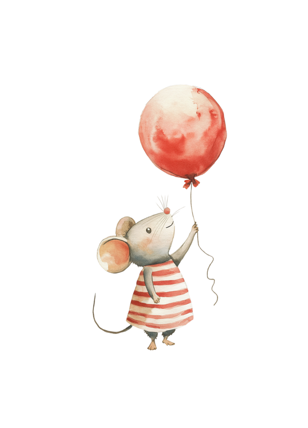 Kaart muis met ballon