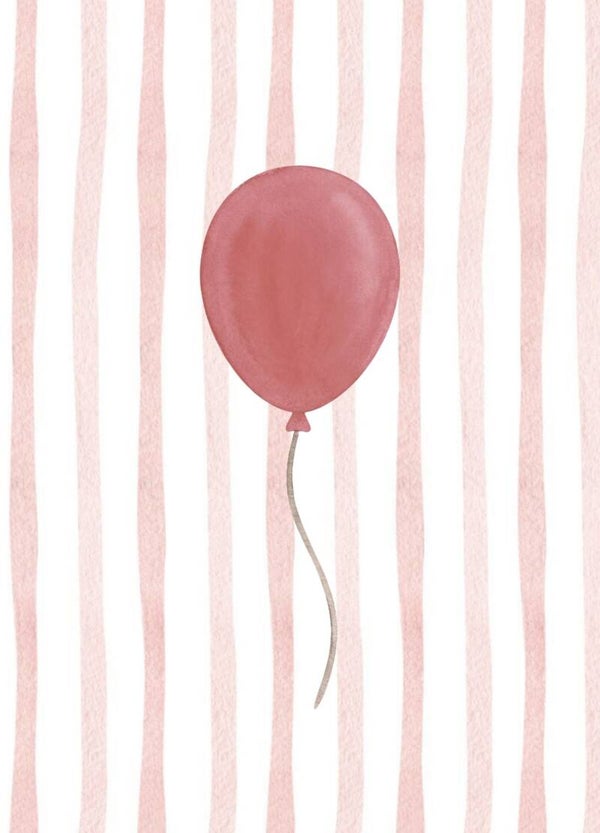 Kaart roze ballon - strepen
