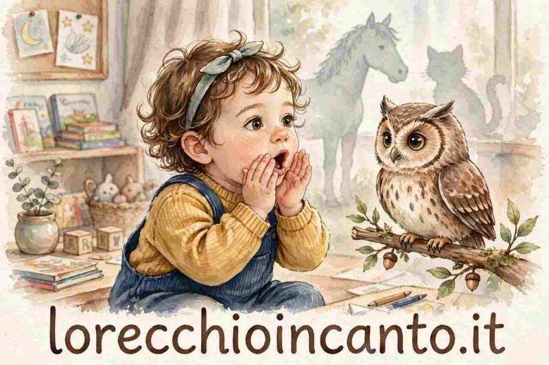 Bambina che imita il verso del gufo di sviluppo dell'attenzione al suono nella scuola dell'infanzia . l'orecchioincanto.it