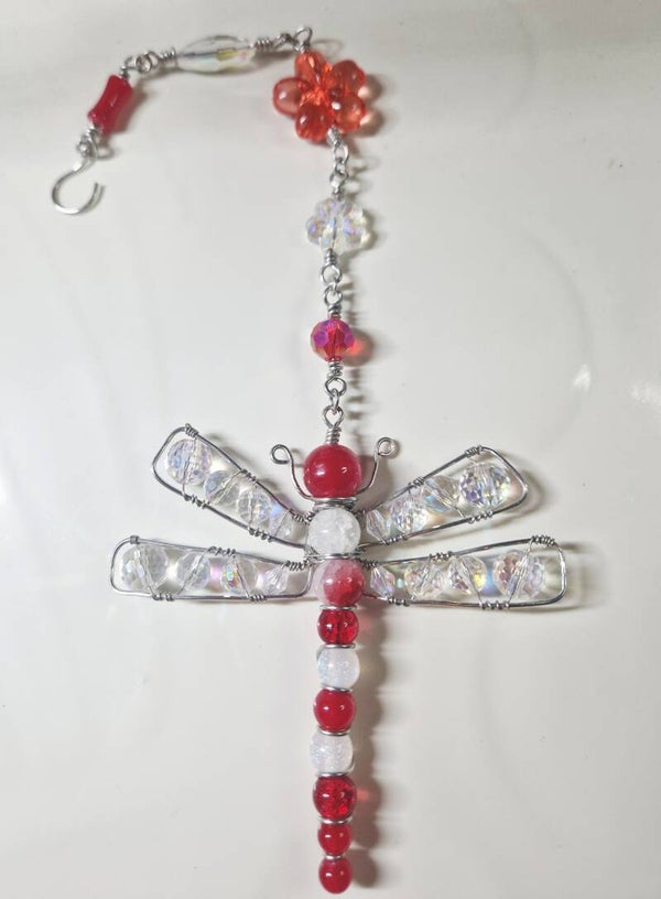 Red dragonfly suncatcher