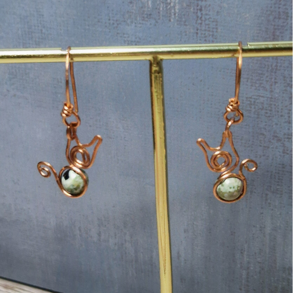 Copper cat earrings