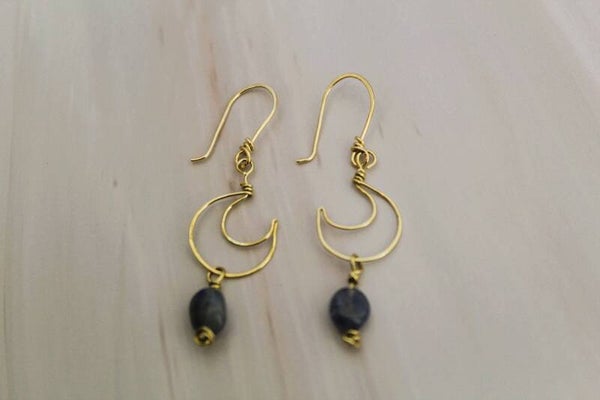 Moon drop blue adventurine earrings