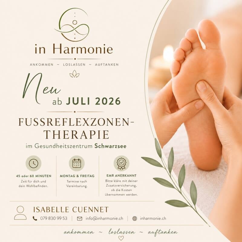 Fussreflexzonen Therapie, Chakra Therapie, Fussreflexzonen, Füsse, Isabelle Cuennet, in Harmonie
