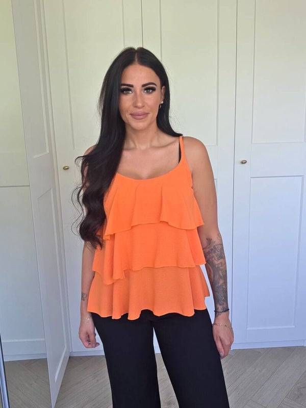 Coral ruffle top