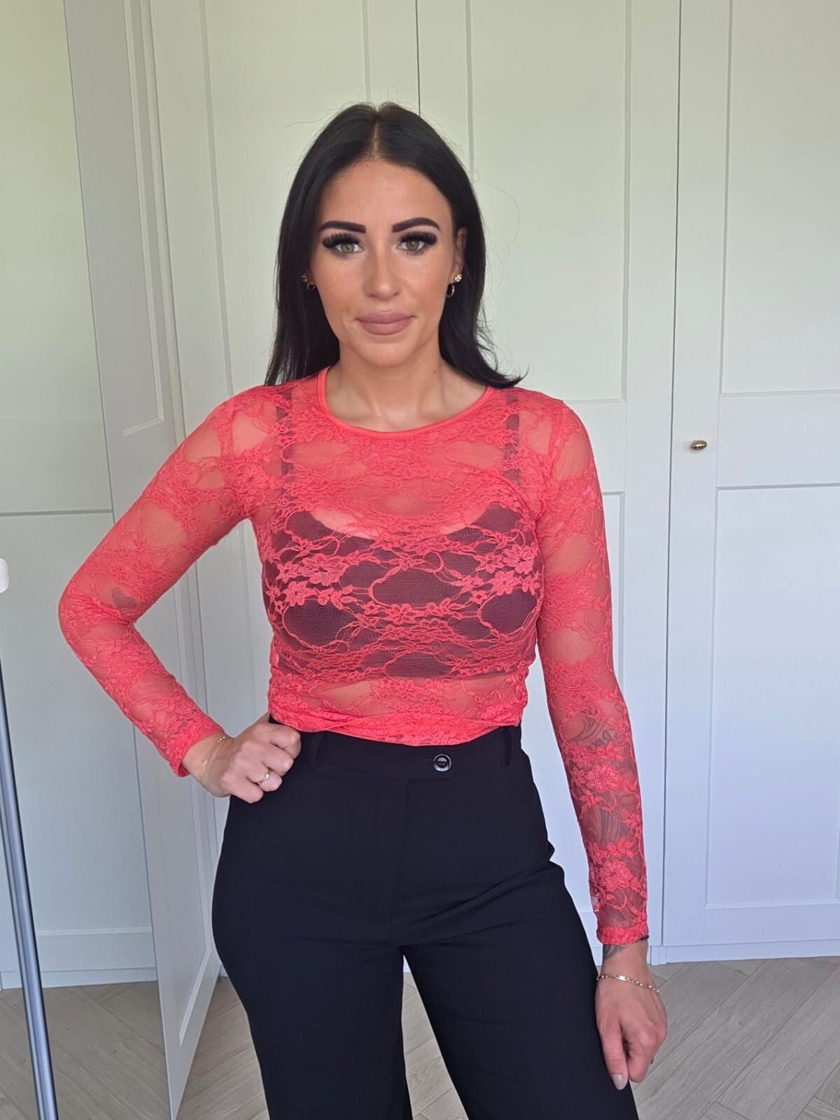 Coral lace top