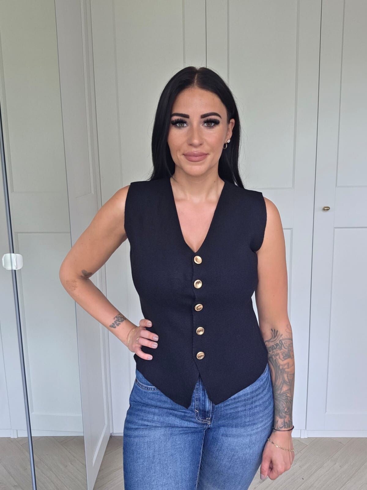 Golden button gilet