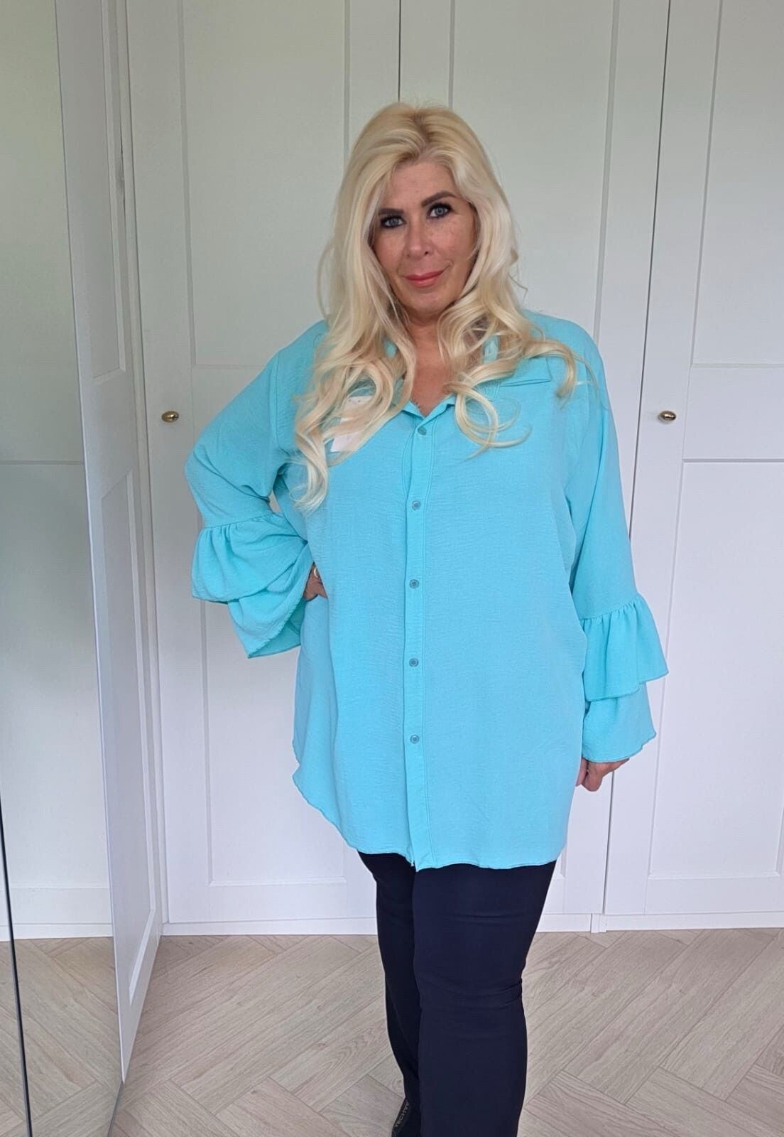 Sky ruffle blouse