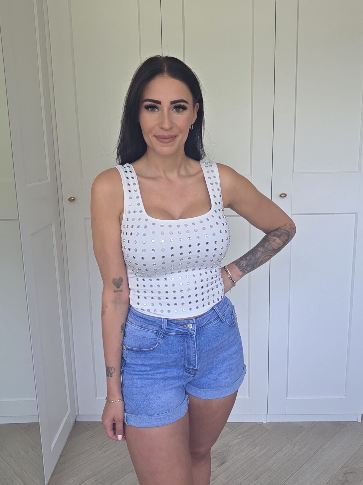 Heart denim shorts