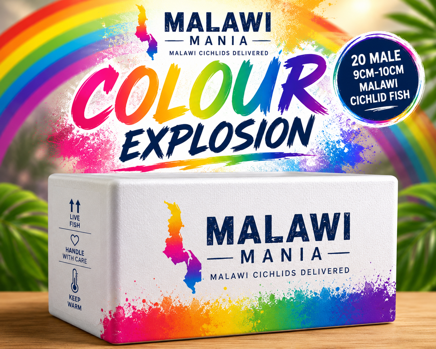 COLOUR EXPLOSION X20 Male Malawi cichlids - MASSIVE VALUE