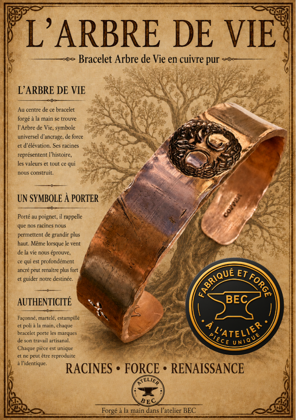 Bracelet cuivre pur "l'Arbre de vie"