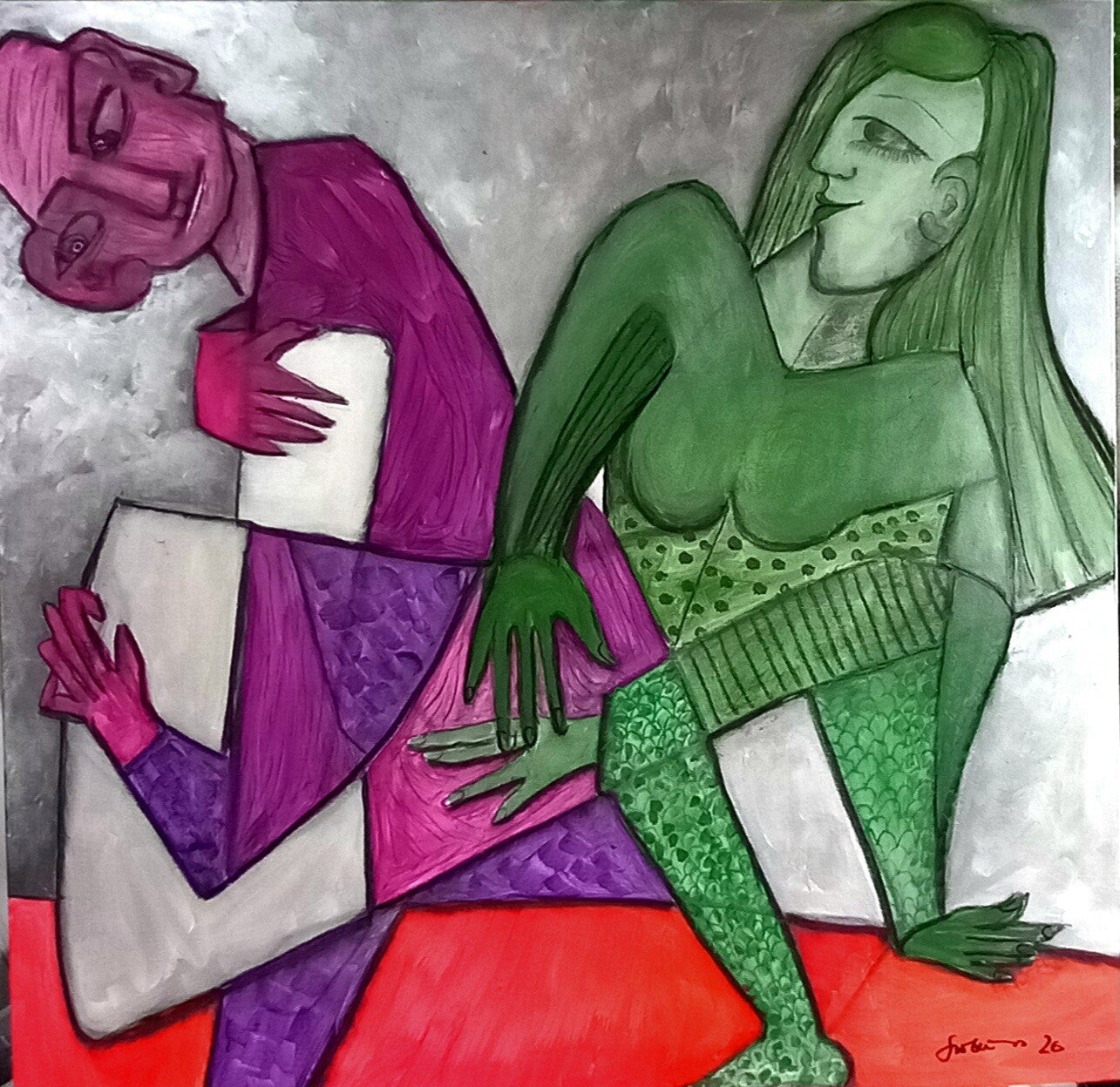 Grün und Lila