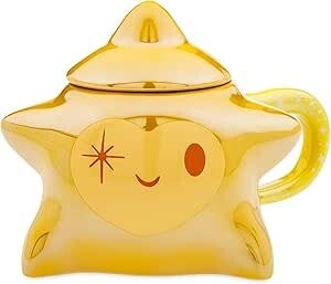 Disney Store Officiel Mug Étoilé Avec Couvercle, Wish : Asha et la Bonne Étoile, 625 ml, Tasse Compatible Lave-Vaisselle Avec Finition Dorée et Poignée Décorative