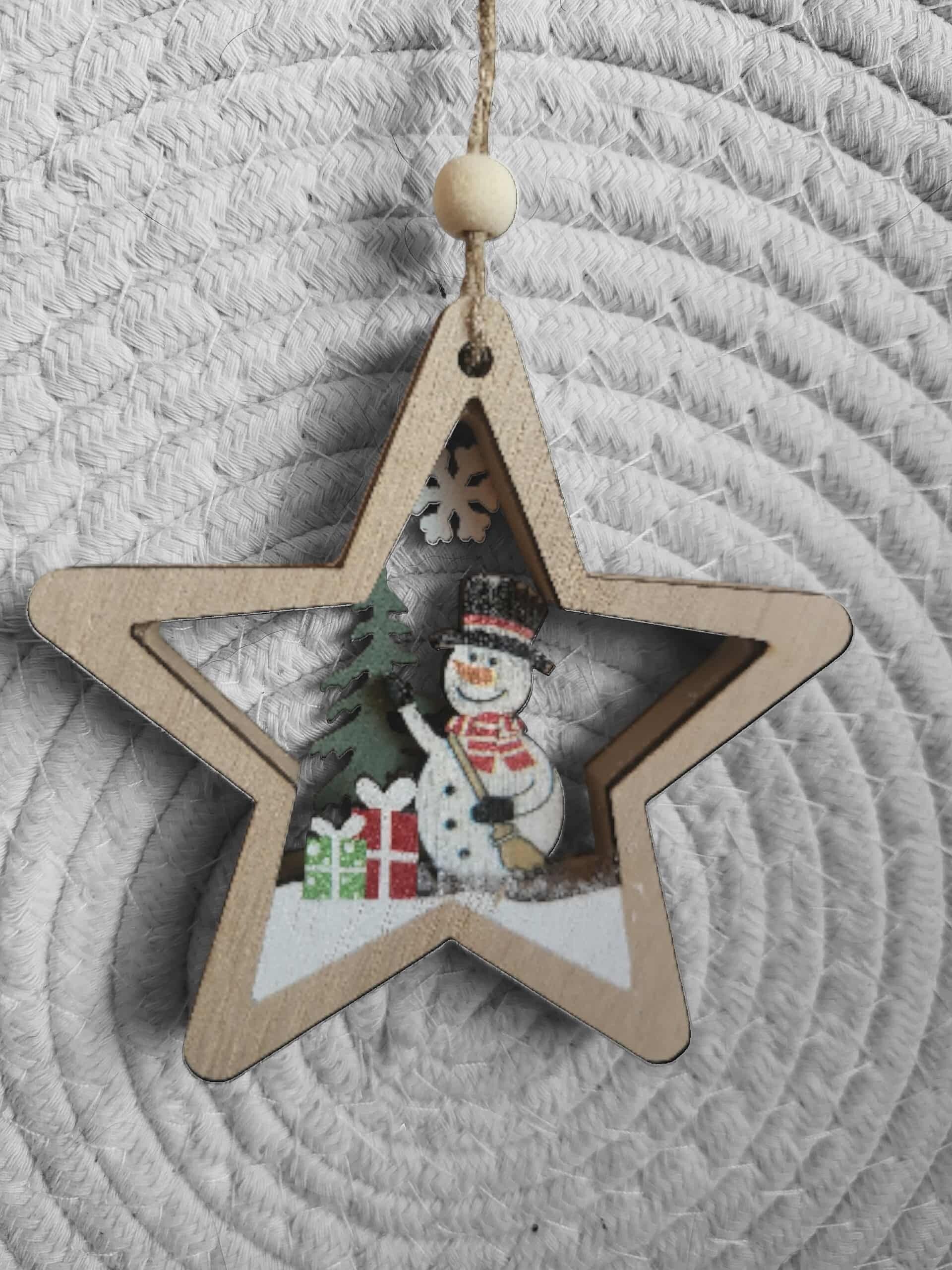 Kerstster met sneeuwman