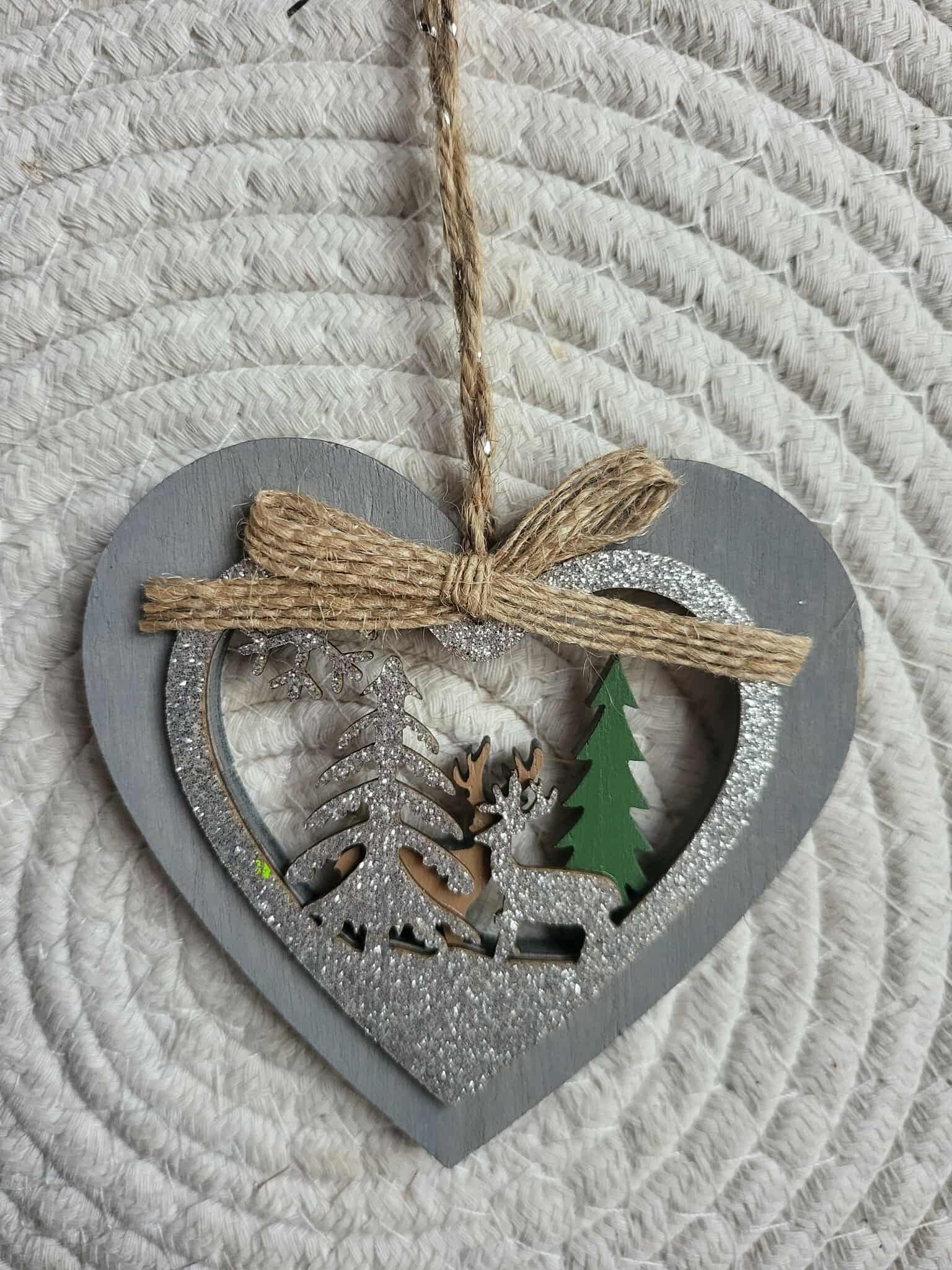 kersthanger – hartvorm grijs