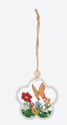 Vlinder met Rode Bloem (wit)