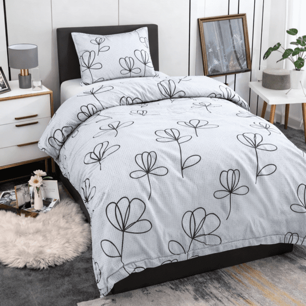 Dekbedovertrek – 1 persoon – 140 x 200 cm – FlowerDraw