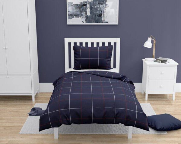 Dekbedovertrek 100% Katoen Premium – 1 persoon – 140 x 200 cm – Modern Check