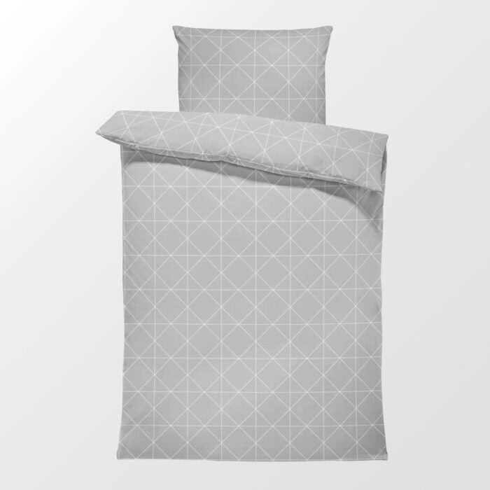 Dekbedovertrek 100% Katoen Premium – 1 persoon – 140 x 200 cm – Ruiten Grijs