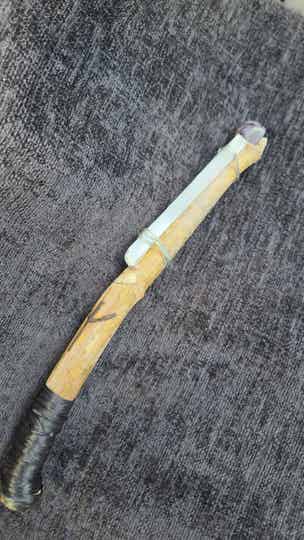 Fennel wand with selenite & amethyst