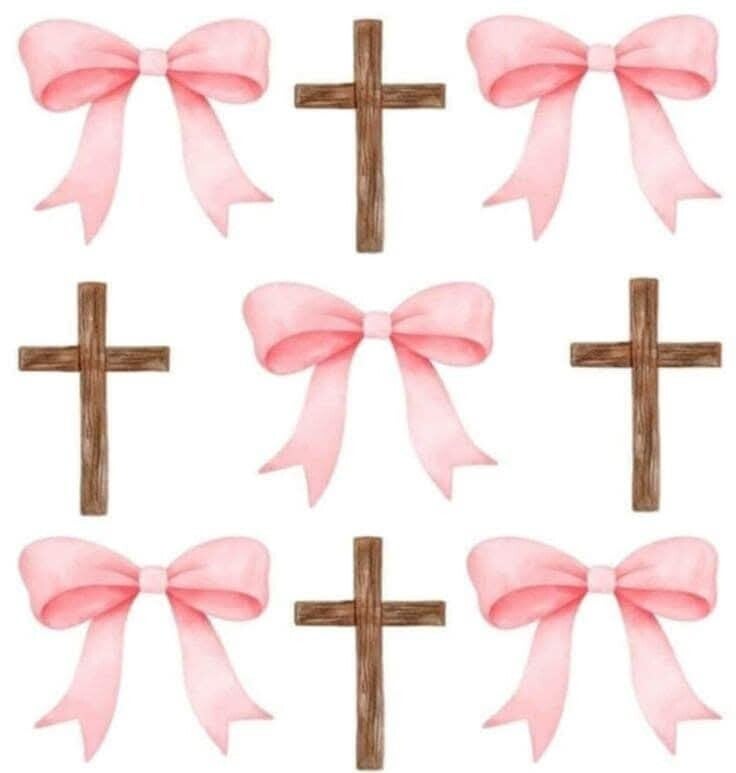 Crosses and pink bows