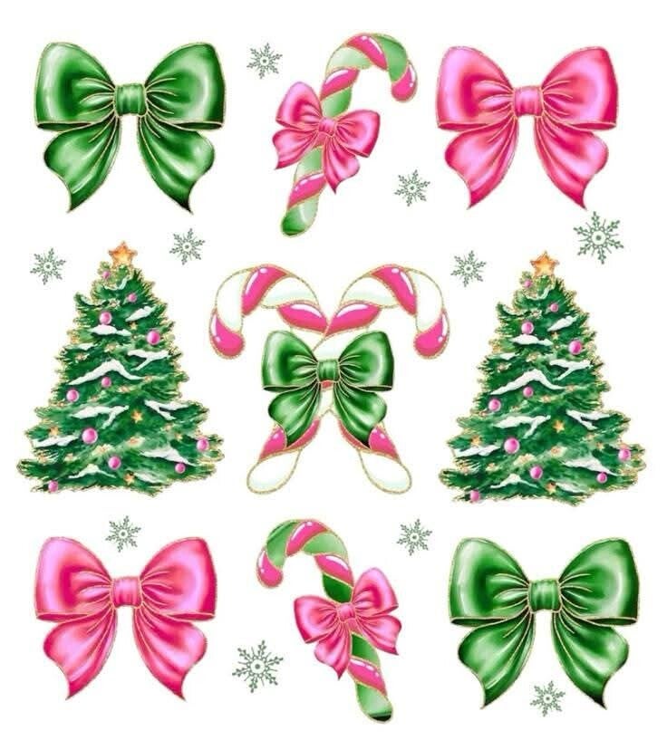 Christmas trees and pink candy cains