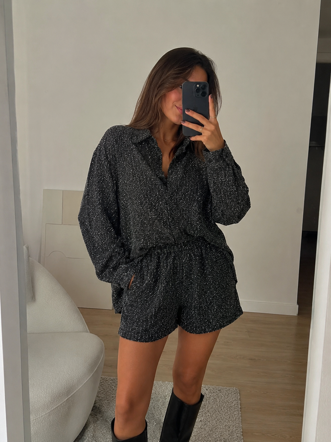 Camisa terciopelo y brillos modelo Julia