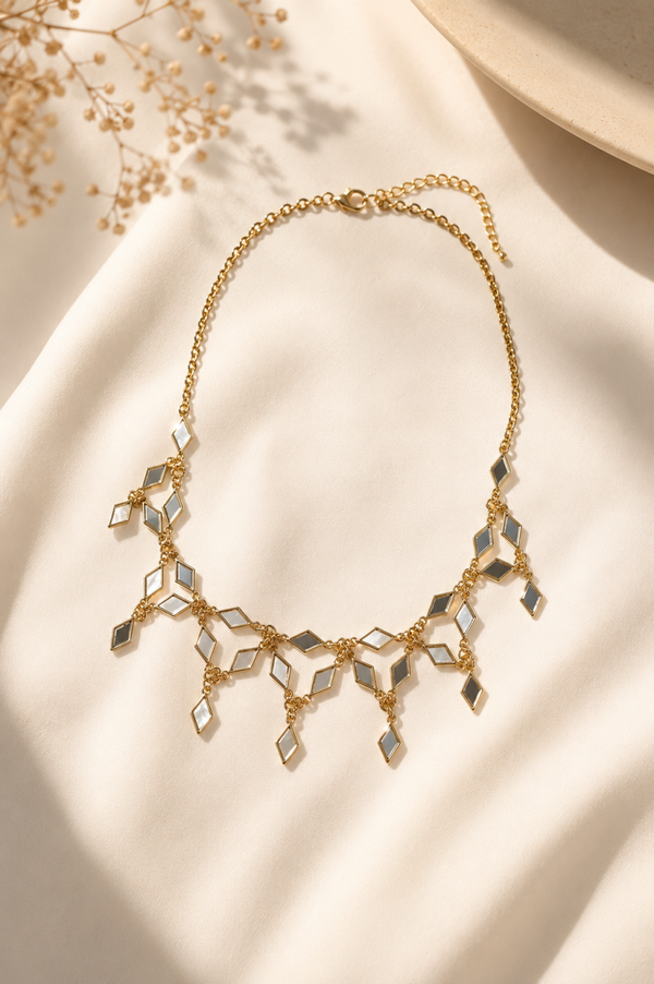 Collar espejitos triangulos