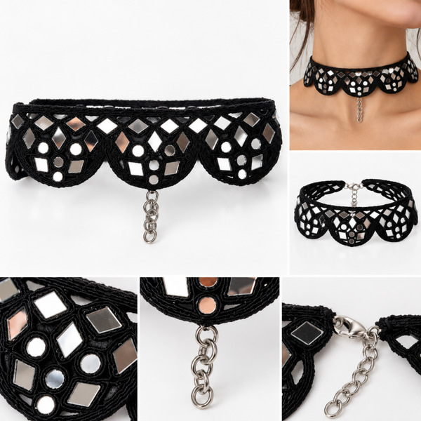 Choker espejos negro