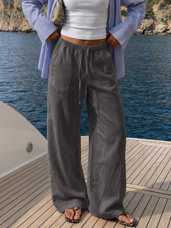 Pantalon de lino liso