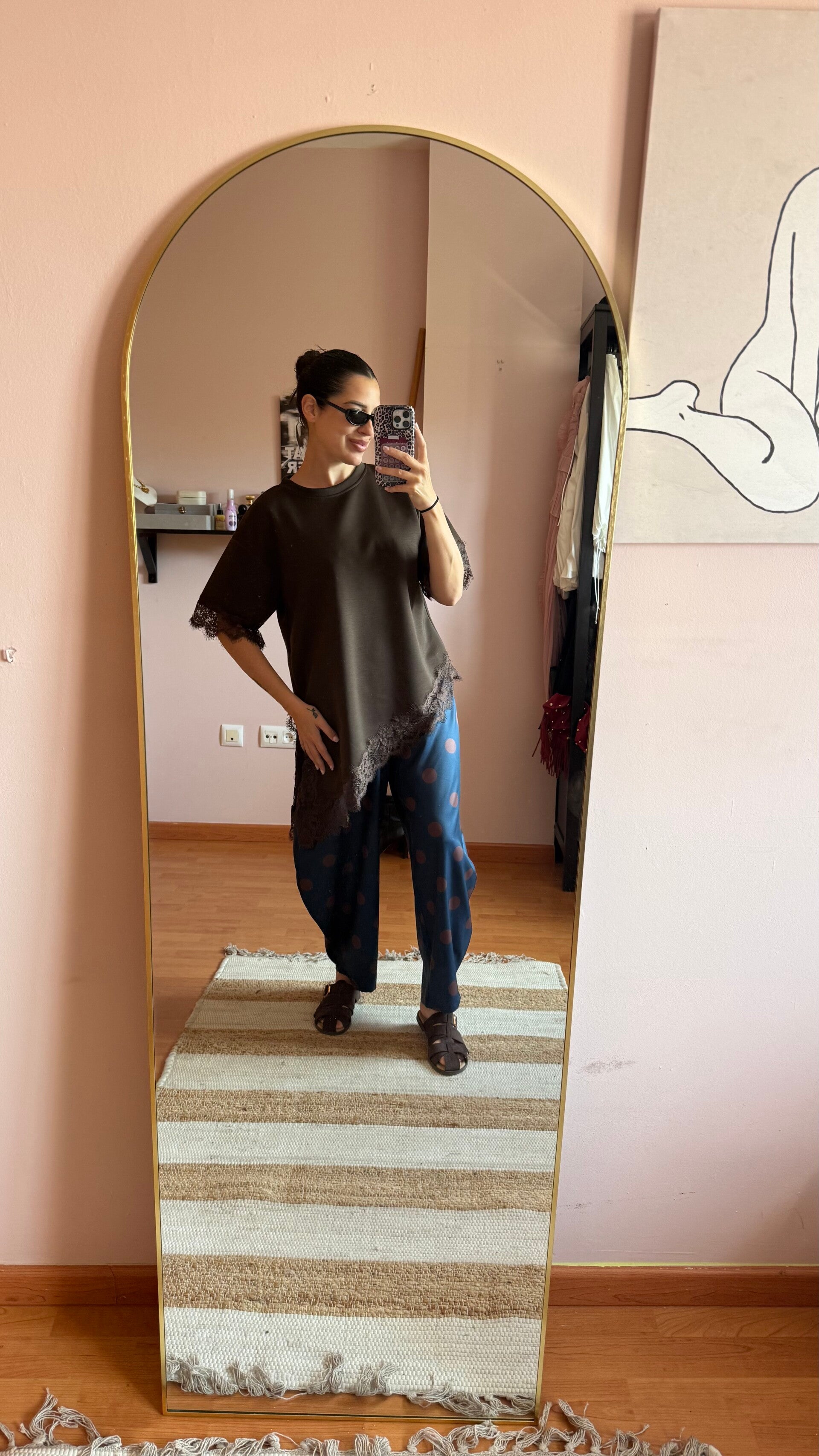 Pantalones ballon lunares raso