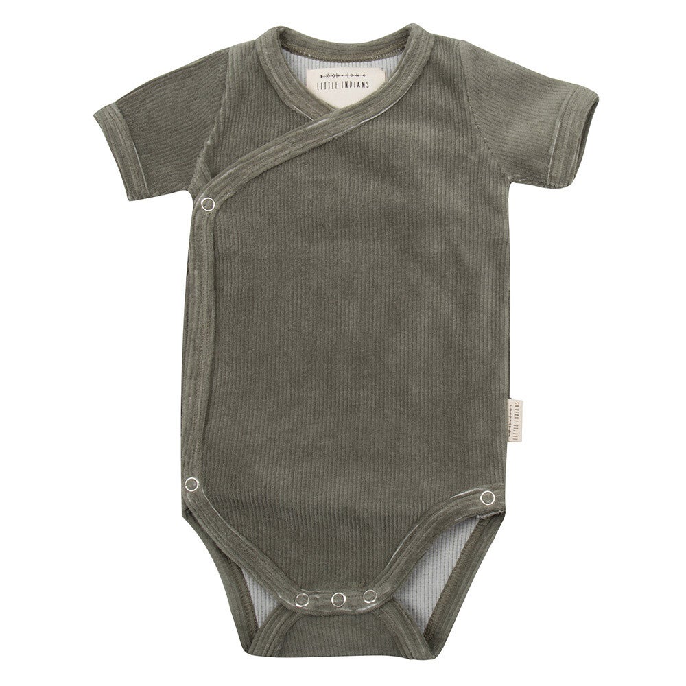 Overslag romper korte mouw | Corduroy groen