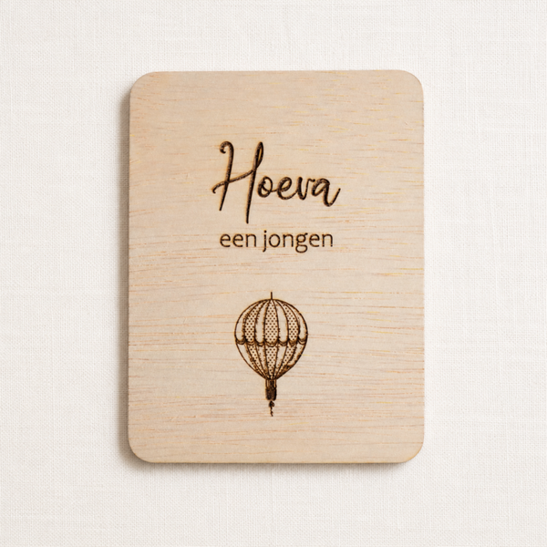 Houten kaart 'Hoera een jongen'