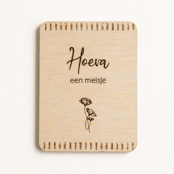 Houten kaart 'Hoera een meisje'