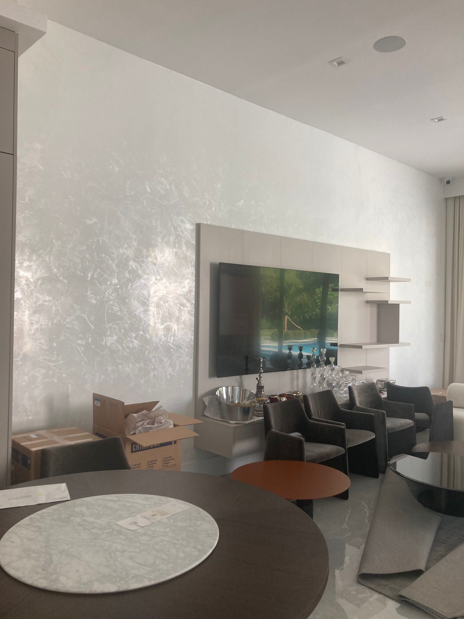 Venetian plaster Miami luxury wall finish Marmorino microcement