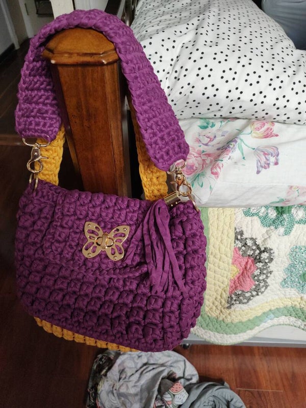 Crochet purse, purple passion