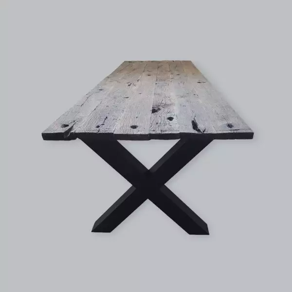 Op maat gemaakte eikenhouten wagondelentafelblad (Geborsteld, 100 cm breed)